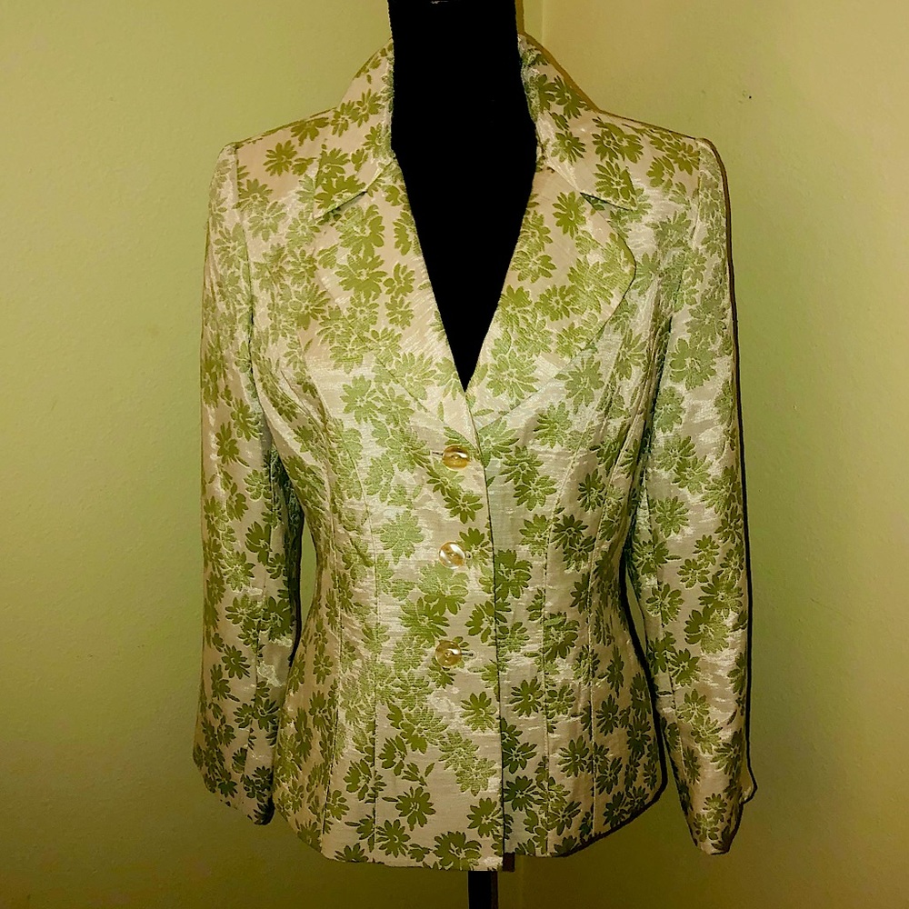 STYLE New York Paris Green Flowered Blazer-Sz 10